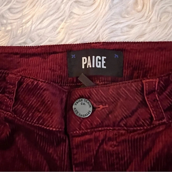 PAIGE Hoxton Ultra Skinny Velvet Corduroy Pants Dark Currant Women’s  27 - Picture 7 of 13